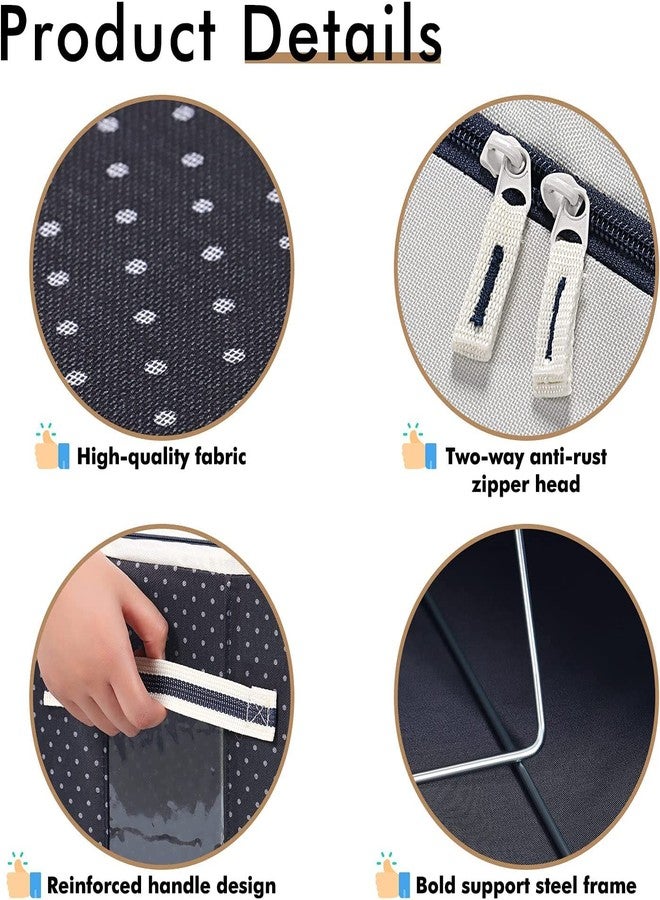 Afrodite Foldable Clothes Storage Bags Organizer Container 66L | Foldable Metal Frame Basket with Clear Window,Carry Handles & Sturdy Zipper for Closet, Bedding - Image 3